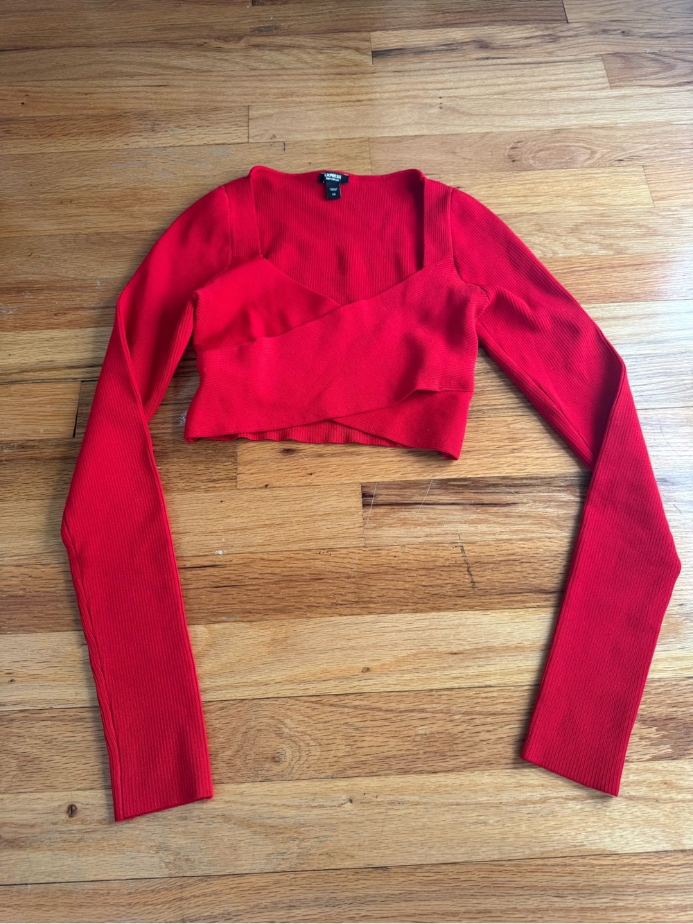 Express Cropped cross over long sleeve shirt